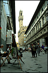 Outside the Uffuzi Gallery looking towards the Piazza della Signoria and the Pallazzo Vecchio...